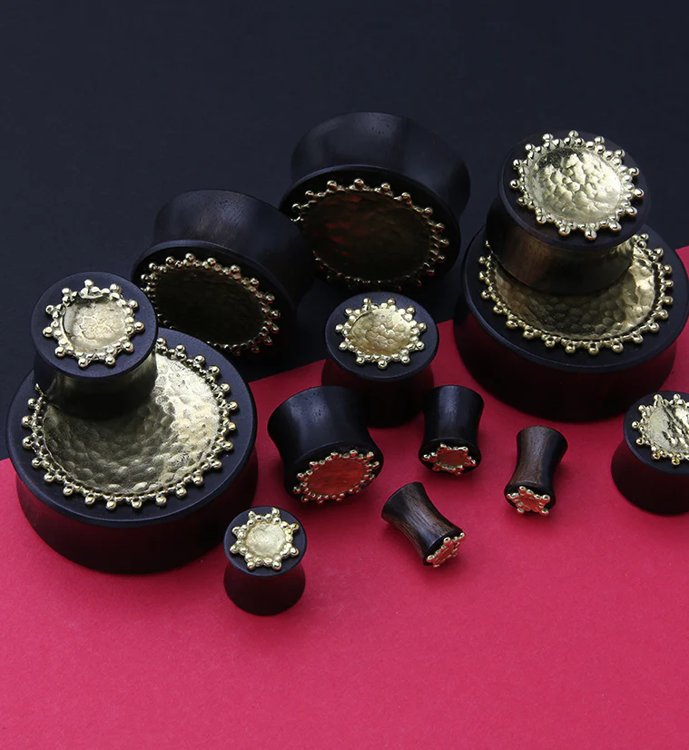 Doily Brass Inlay Areng Wood Plugs - Image 2