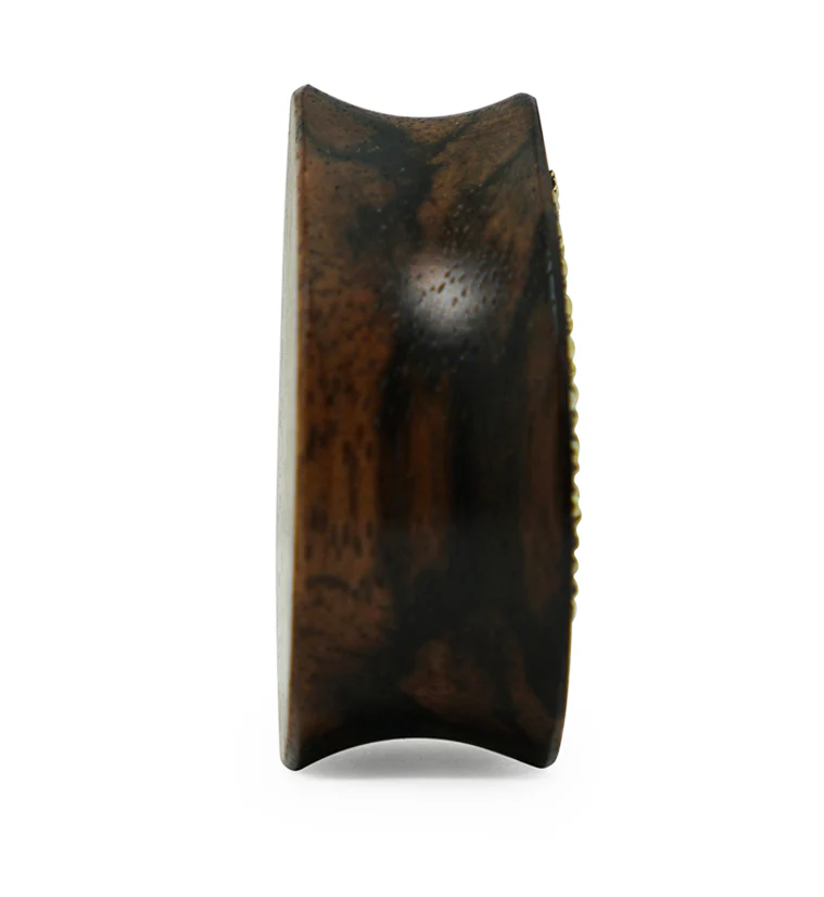 Doily Brass Inlay Areng Wood Teardrop Plugs - Image 4