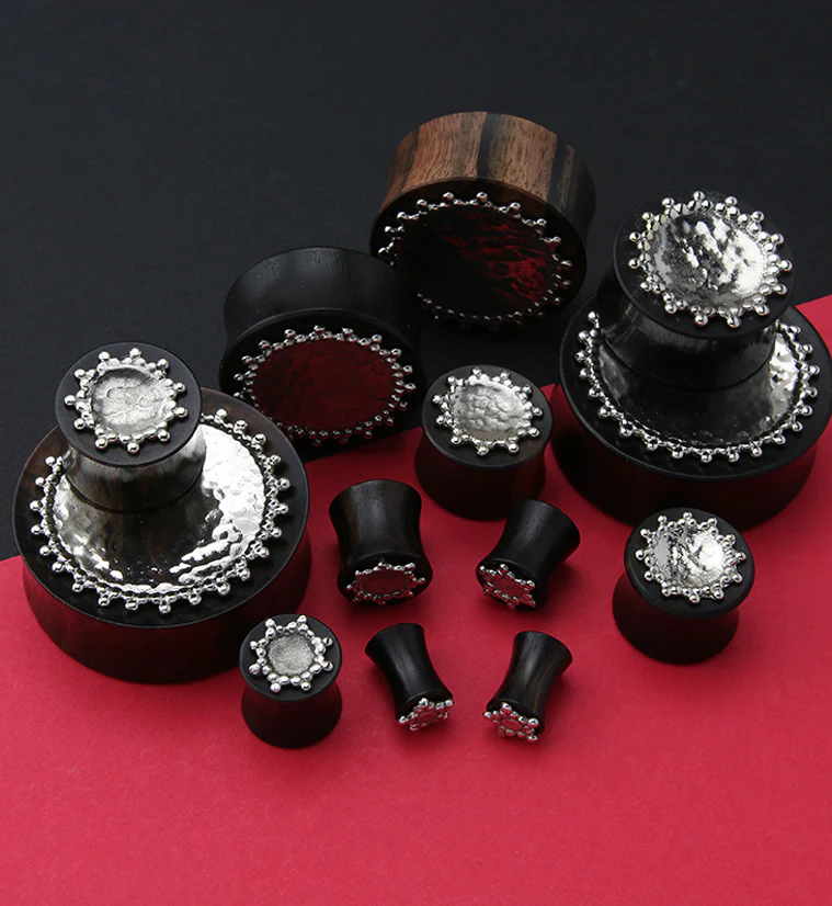 Doily White Brass Inlay Areng Wood Plugs - Image 2