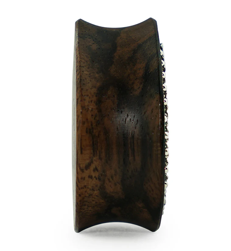Doily White Brass Inlay Areng Wood Teardrop Plugs - Image 4