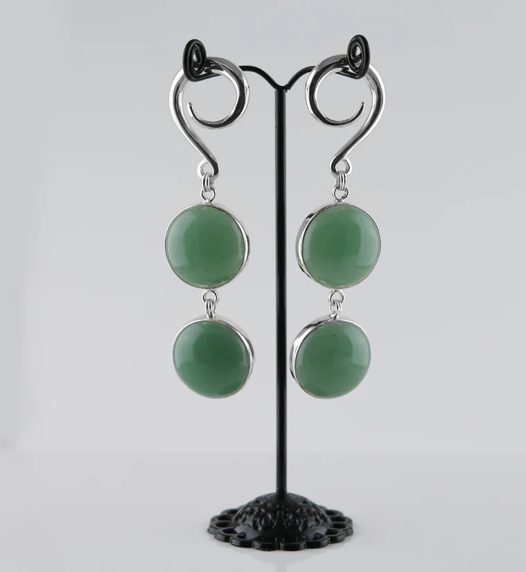 Double Aventurine Stone Hanging Ear Weights - Image 2
