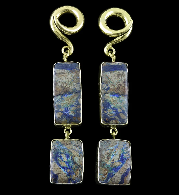 Double Azurite Stone Ear Weights