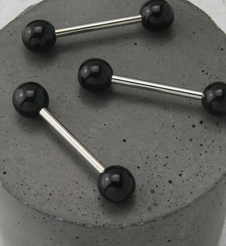 Double Black Ball Stainless Steel Barbell - Image 2