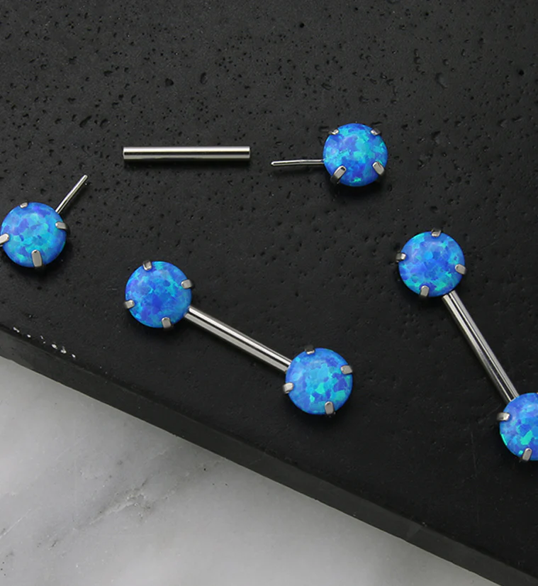 Double Blue Opalite Threadless Barbell - Image 2