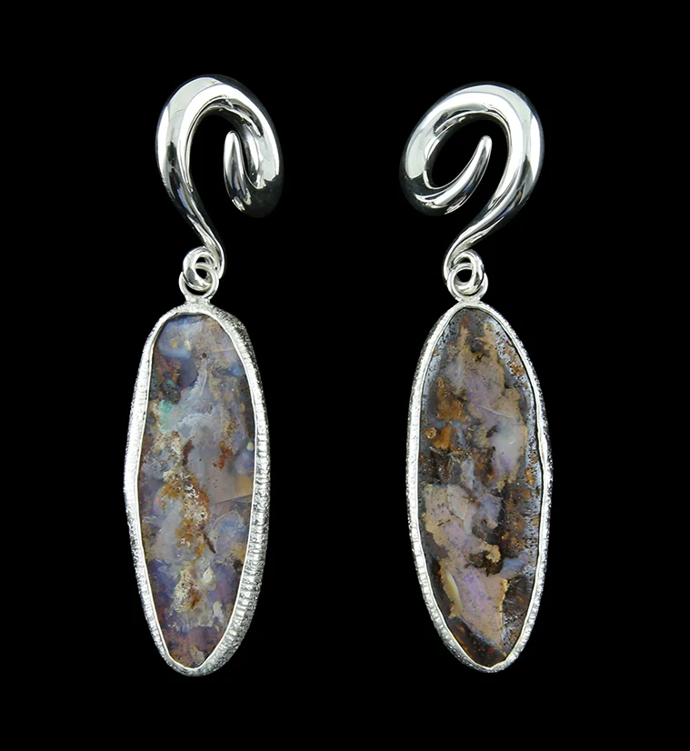 Double Boulder Opal Ear Weights Version 23