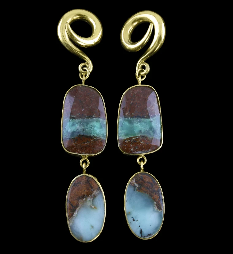 Double Chrysoprase Stone Ear Weights Version 7