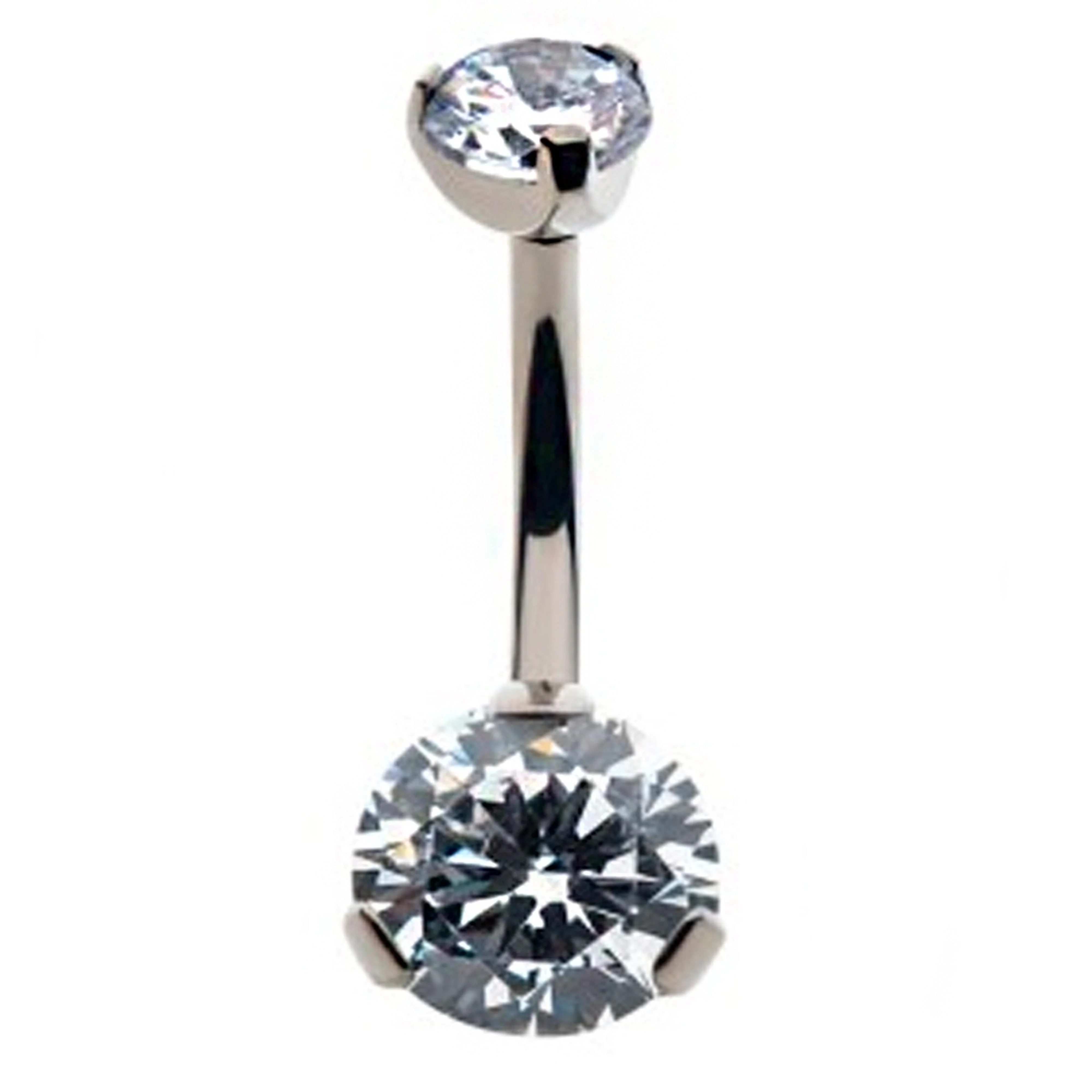 Double CZ Titanium Threadless Belly Button Ring - Image 3