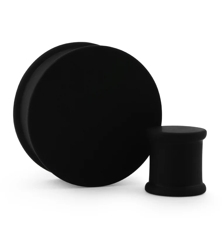 Double Flare Matte Black Silicone Plugs