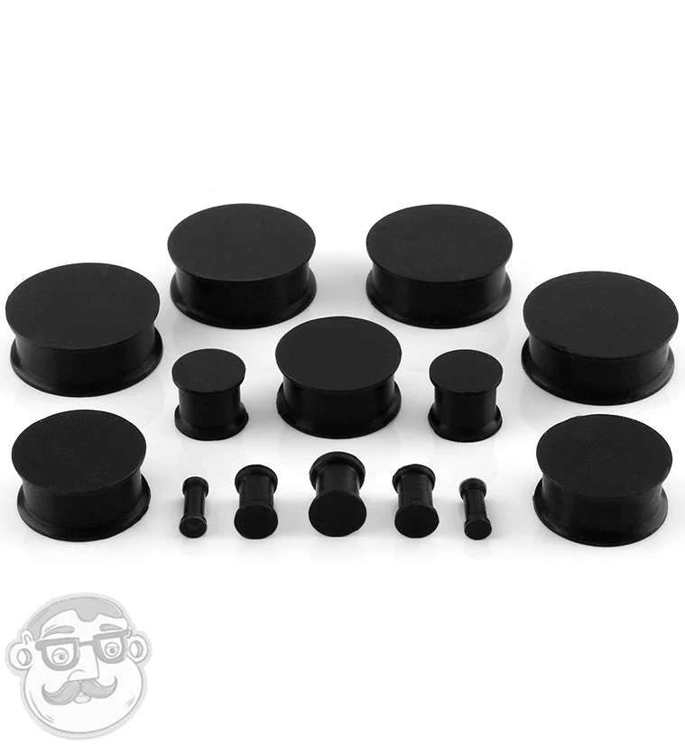 Double Flare Black Silicone Plugs (CLOSE OUT) - Image 2