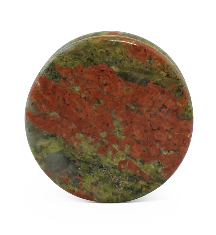 Double Flare Unakite Stone Plugs - Image 7