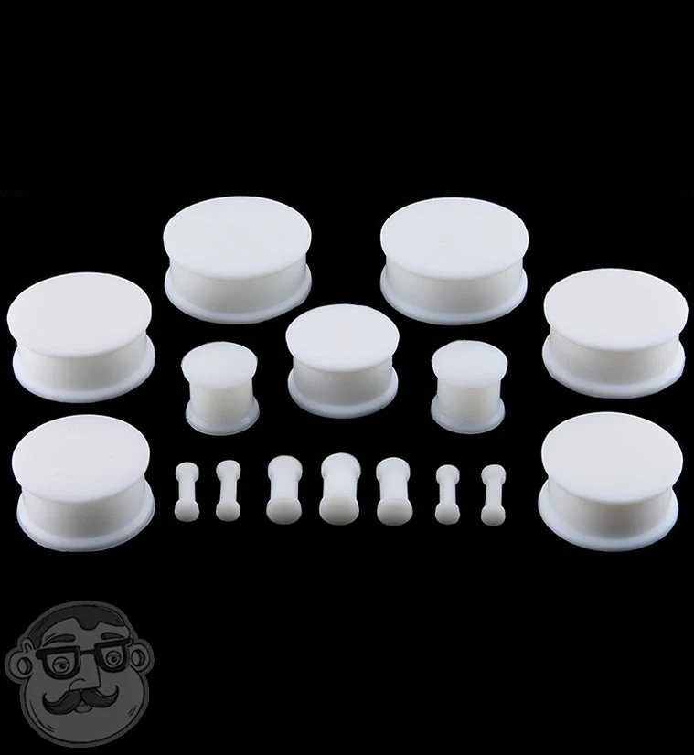 Double Flare White Silicone Plugs (CLOSE OUT) - Image 2