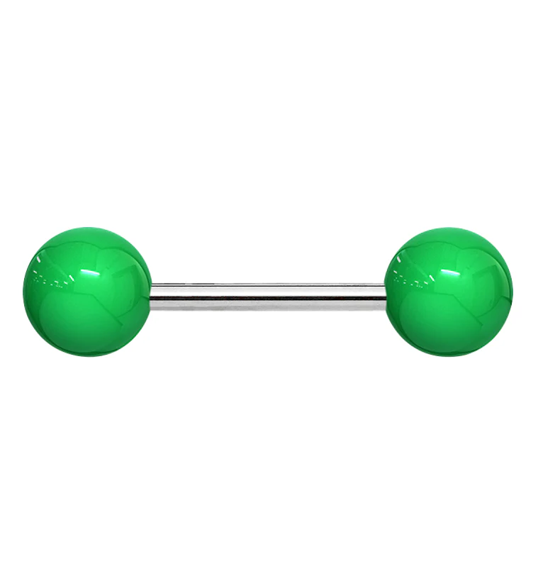 Double Green Ball Stainless Steel Barbell