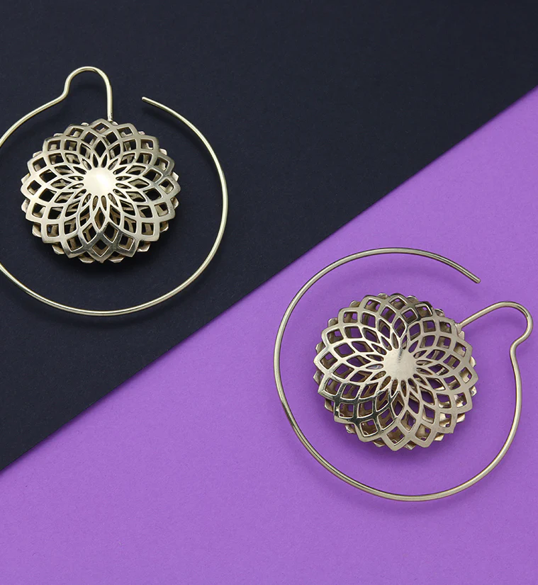 Double Mandala Brass Earrings - Image 2