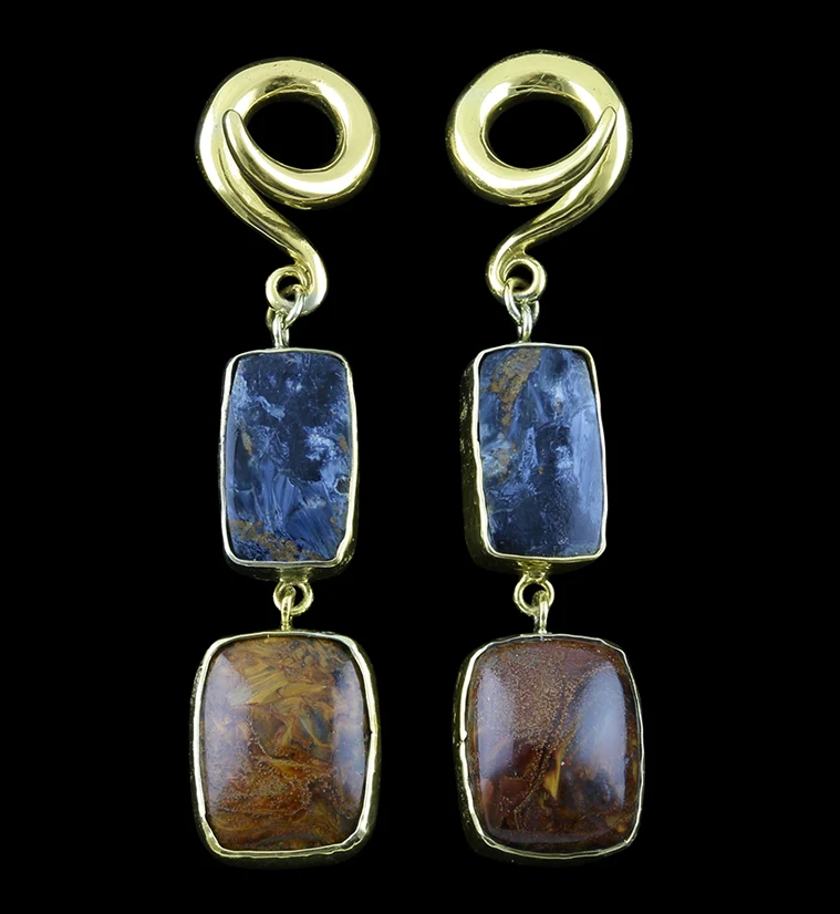 Double Pietersite Stone Ear Weights Version 4