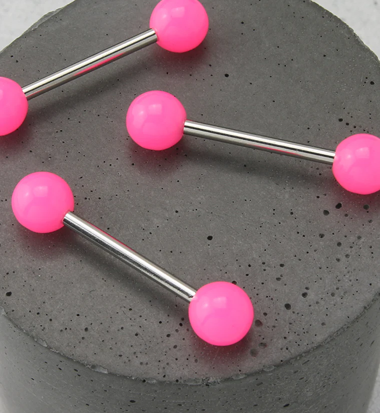 Double Pink Ball Stainless Steel Barbell - Image 2
