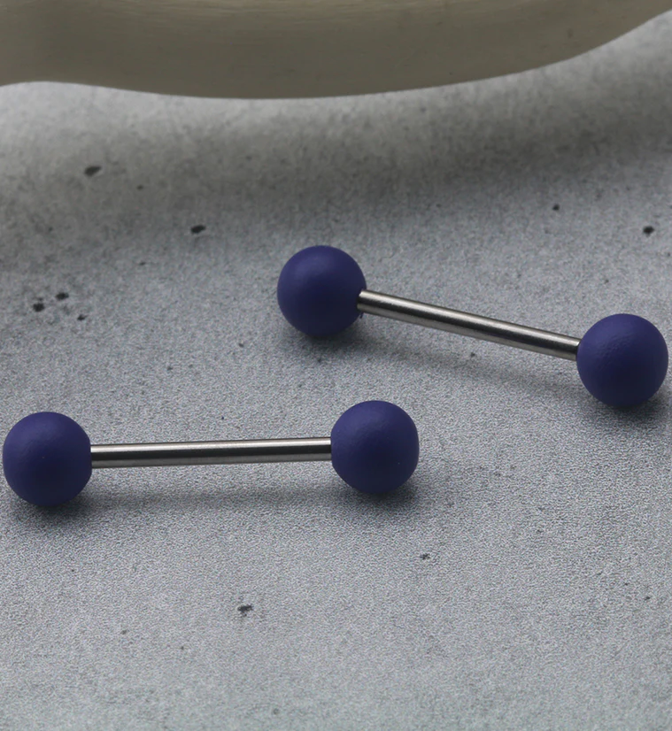 Double Purple Silicon Ball Stainless Steel Barbell - Image 2