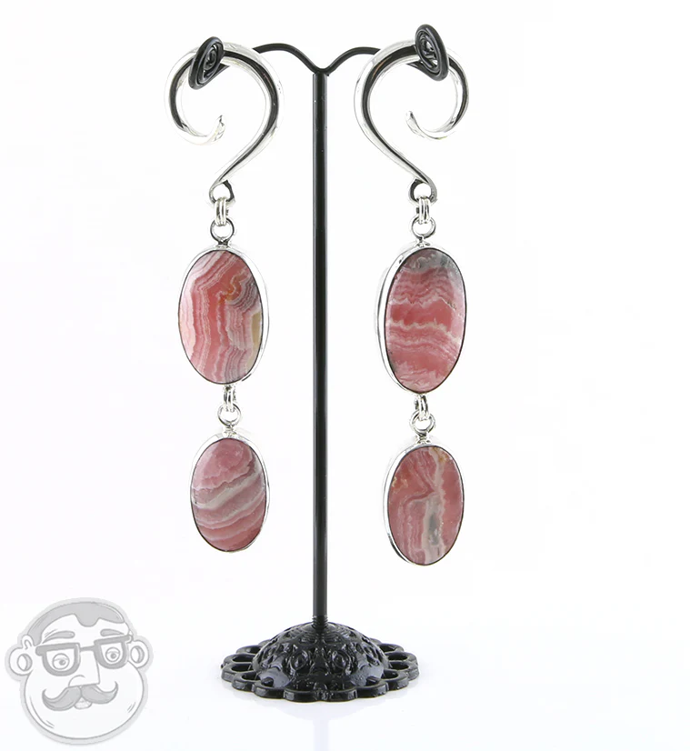 Double Rhodochrosite Stone Ear Weights - Image 2
