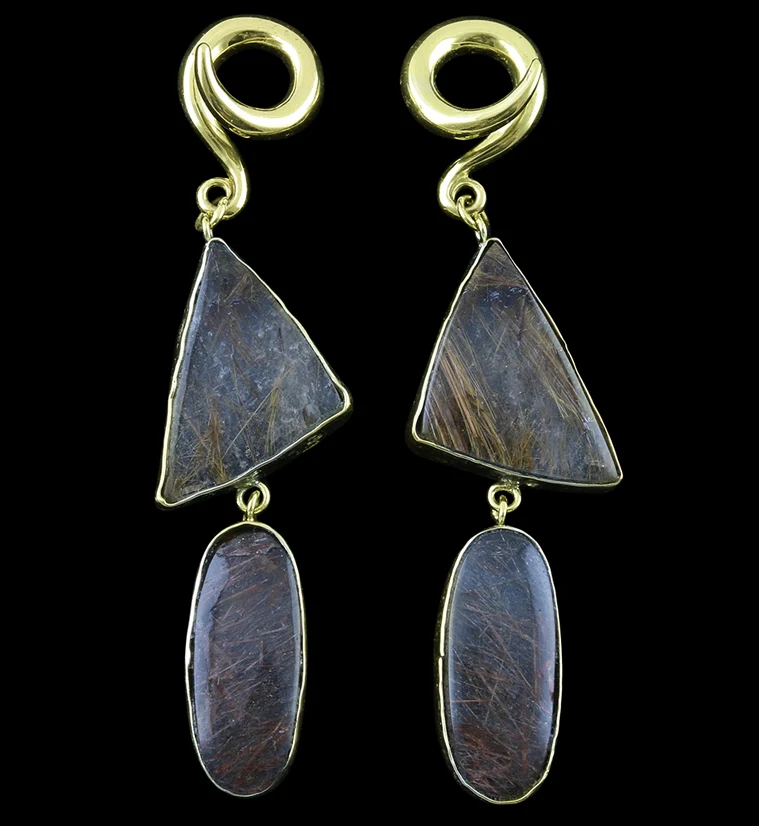 Double Rutilated Quartz Stone Ear Weights Version 2