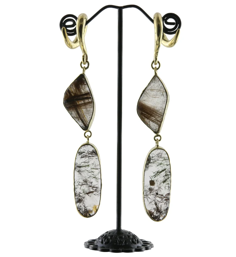 Double Rutilated Quartz Stone Ear Weights Version 3