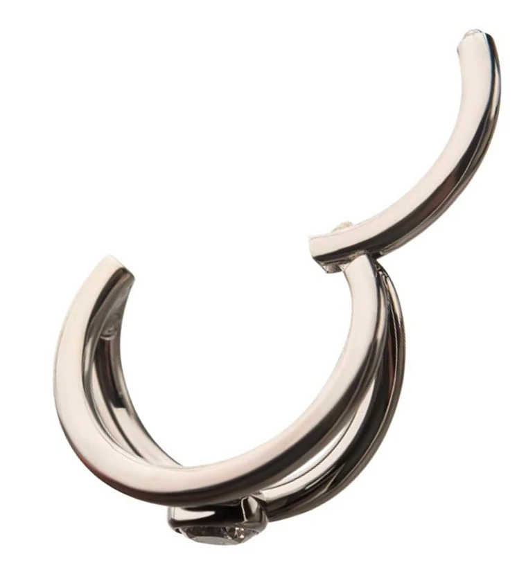 Double Side Bar CZ Titanium Hinged Segment Ring - Image 2
