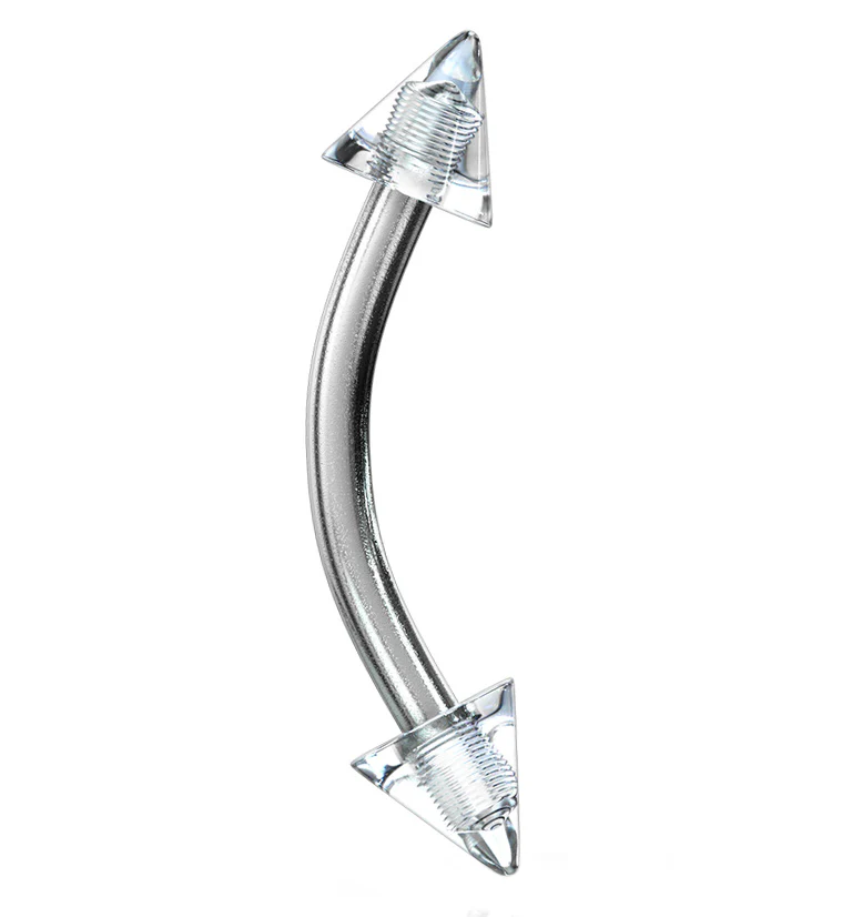 Double Spiked Color Steel Curved Barbell - Image 2