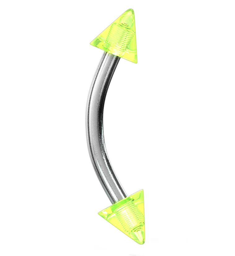 Double Spiked Color Steel Curved Barbell - Image 3