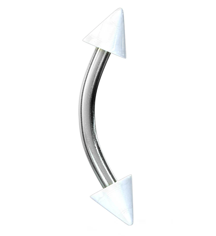 Double Spiked Color Steel Curved Barbell - Image 4