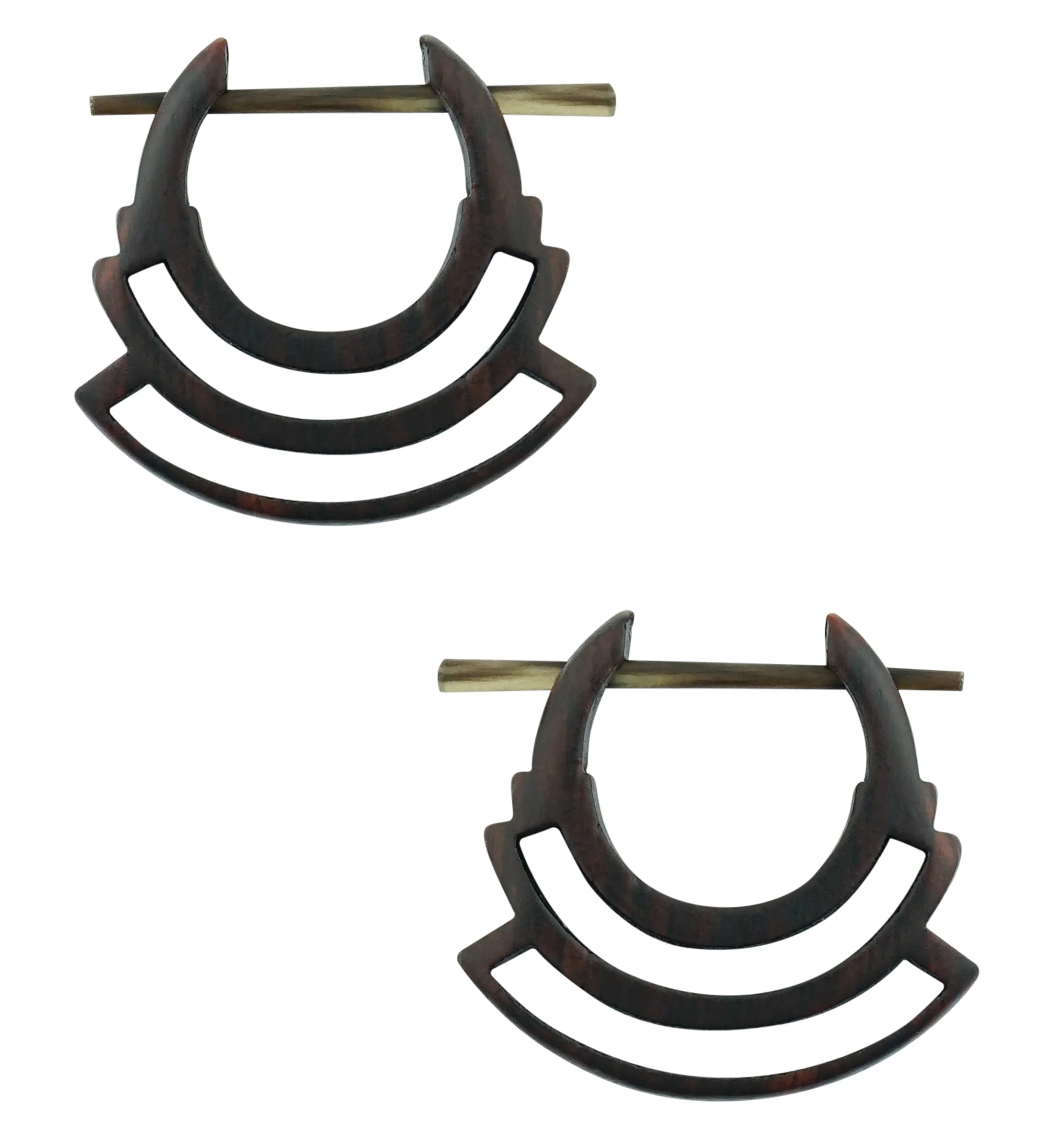 Double Surge Hoop Wood Earrings