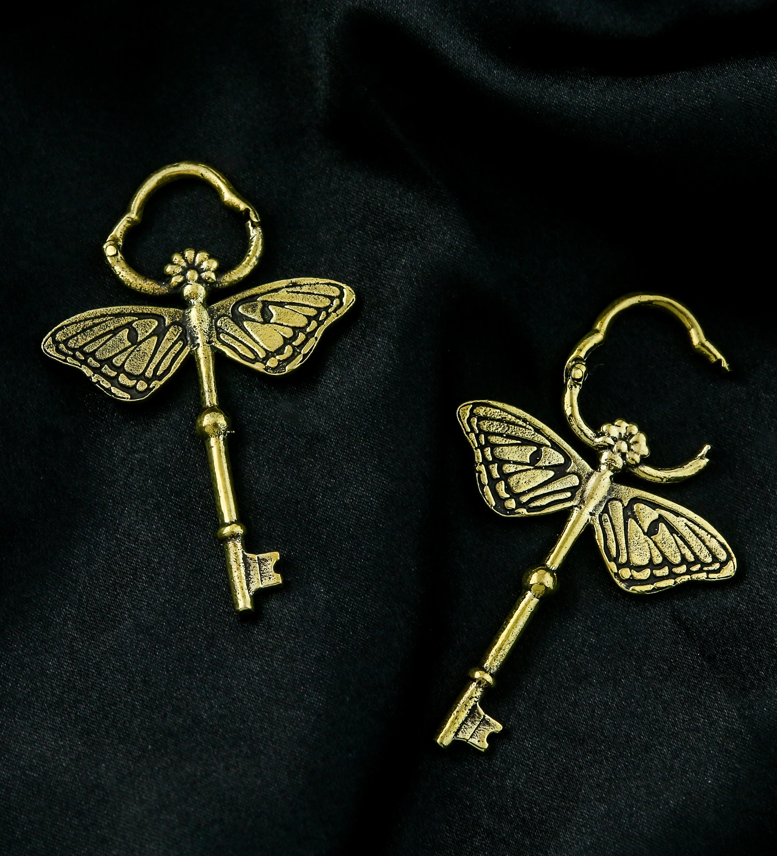 Dragonfly Key Hinged Brass Ear Weights - Image 3