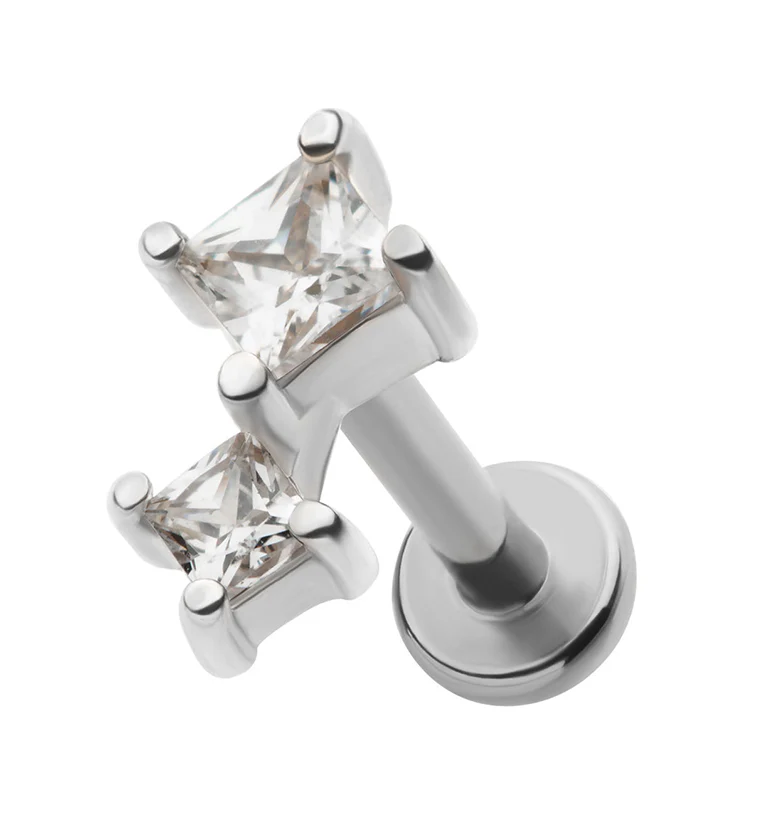 Drip Clear CZ Stainless Steel Internally Threaded Labret