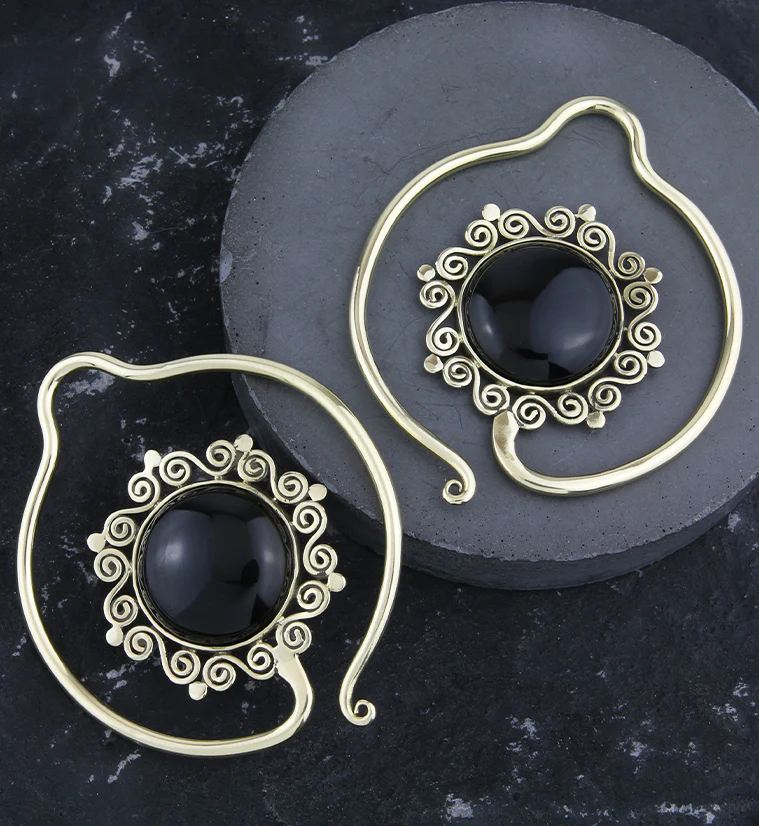 Helix Black Onyx Stone Ear Weights - Image 2
