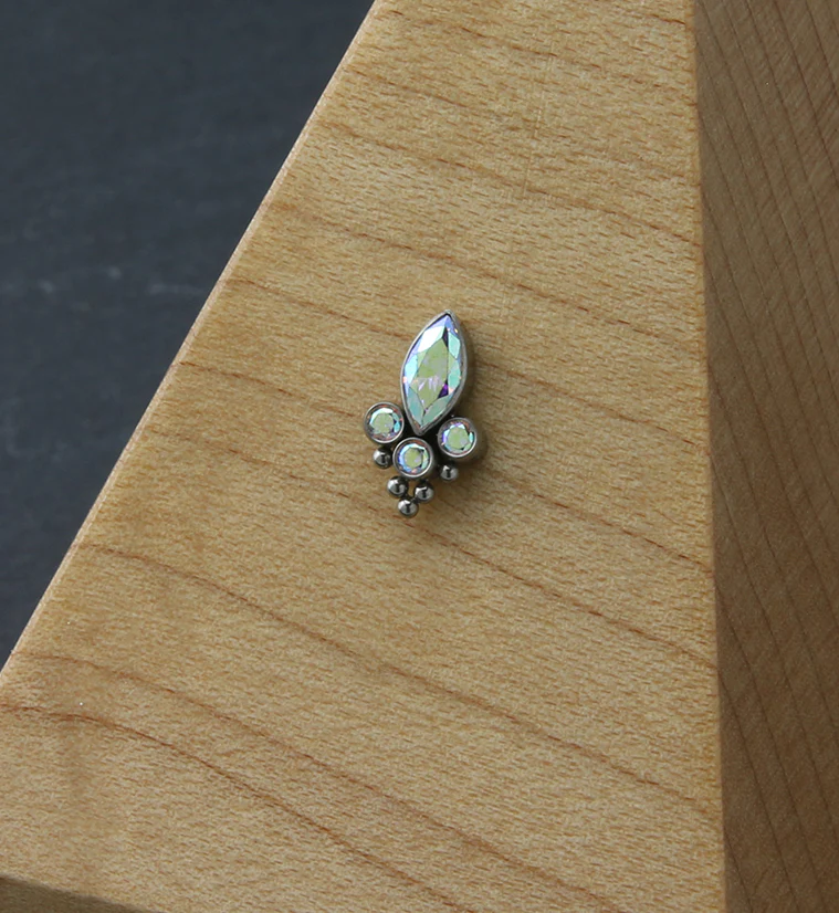 Duchess Beaded Rainbow Aurora CZ Titanium Threadless Top - Image 2