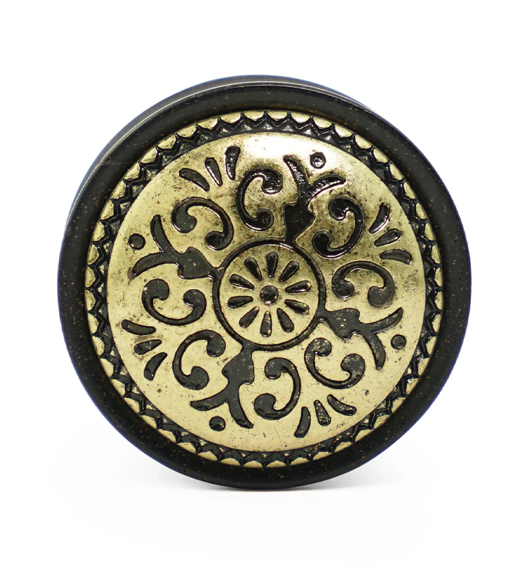 Ebony Wood Plugs With Antique Brass Inlay - Image 2