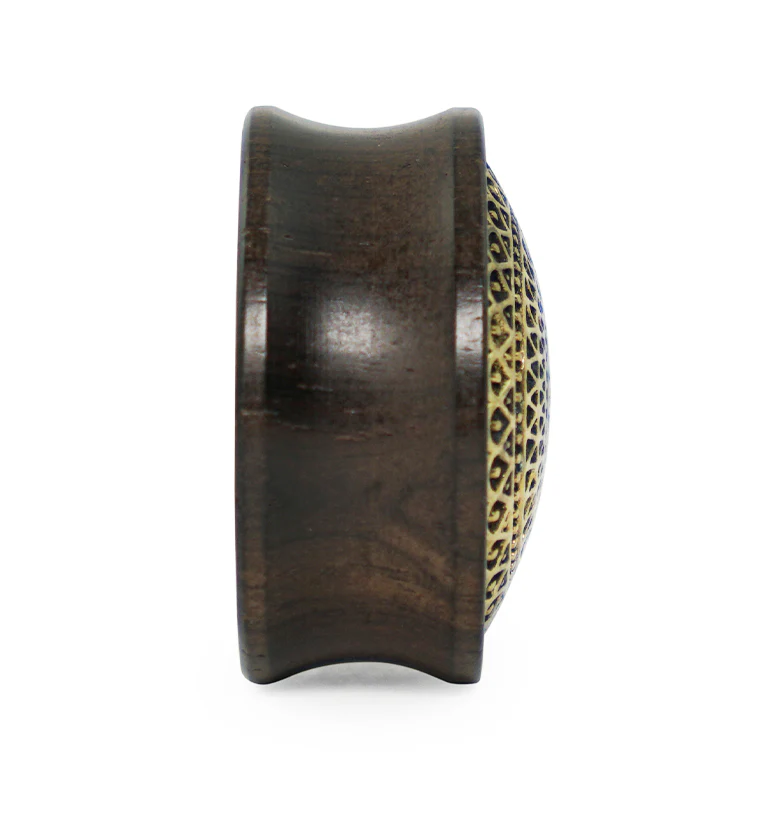 Ebony Wood Plugs With Lotus Ornament Inlay - Image 5