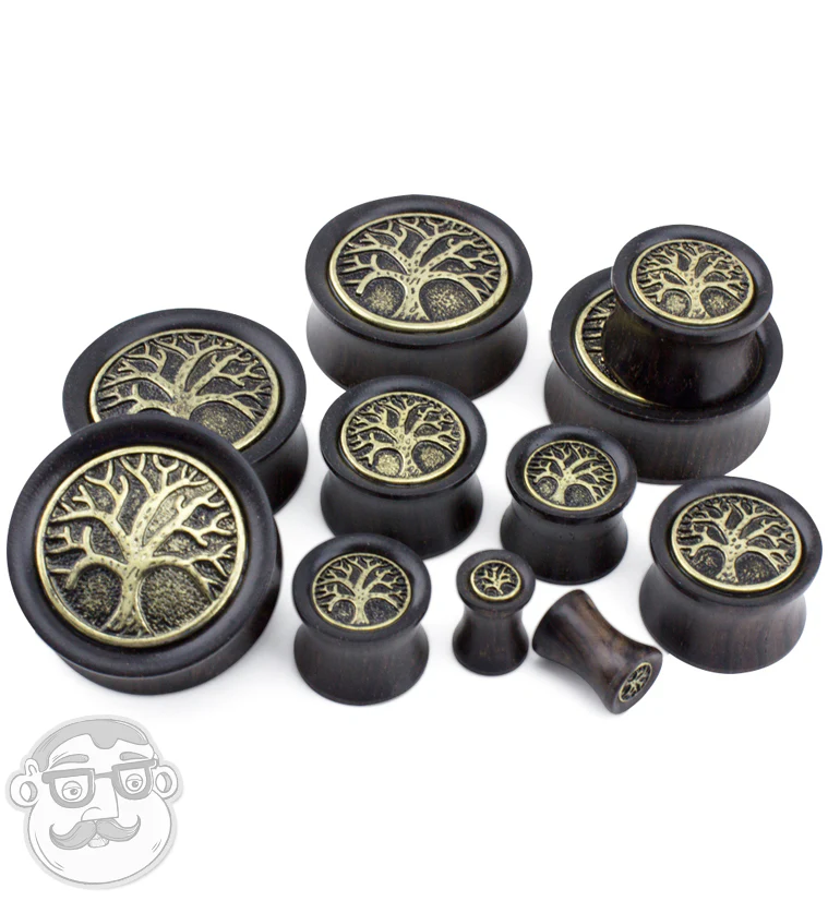 Ebony Wood Plugs with Tree of Life Inlay - Image 3