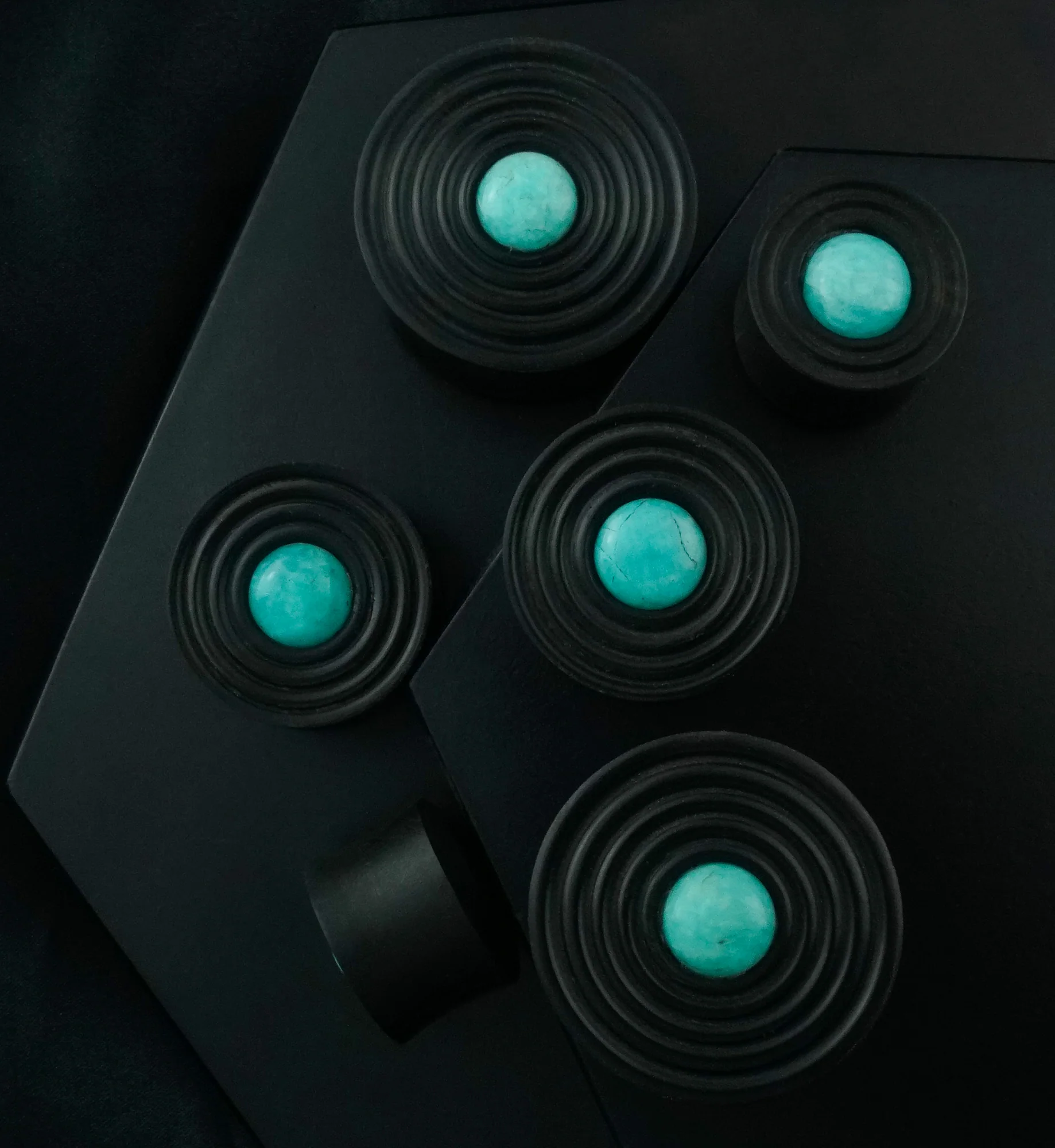 Ecliptic Amazonite Stone Areng Wood Double Flare Plugs - Image 2
