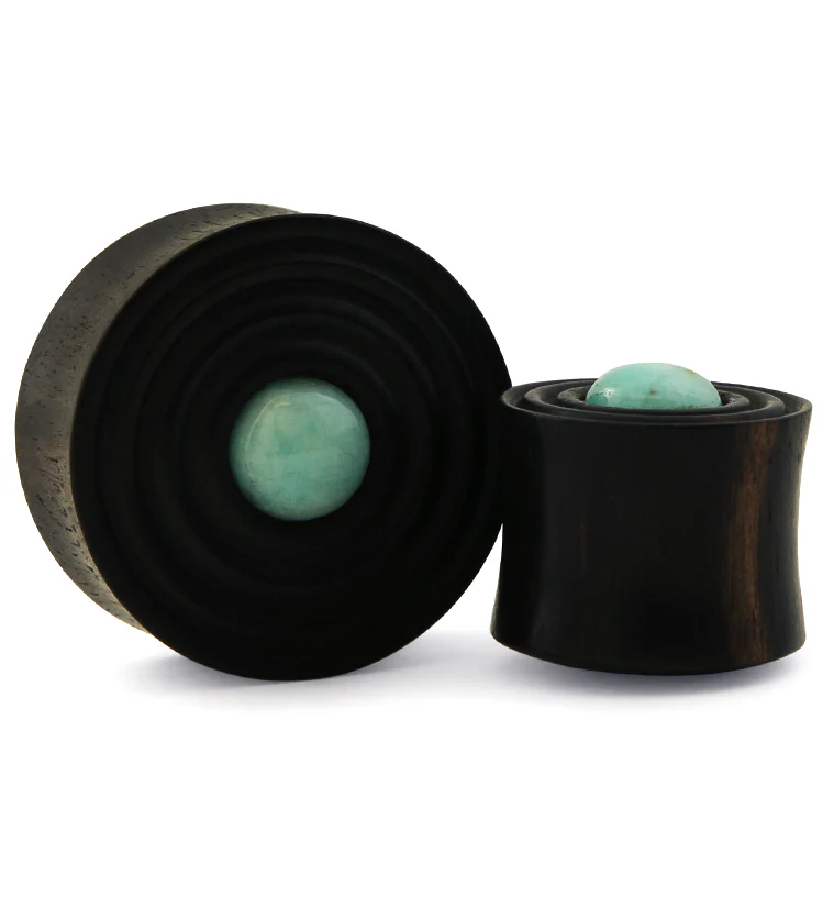 Ecliptic Areng Wood Plugs With Amazonite Stone Inlay - Image 3