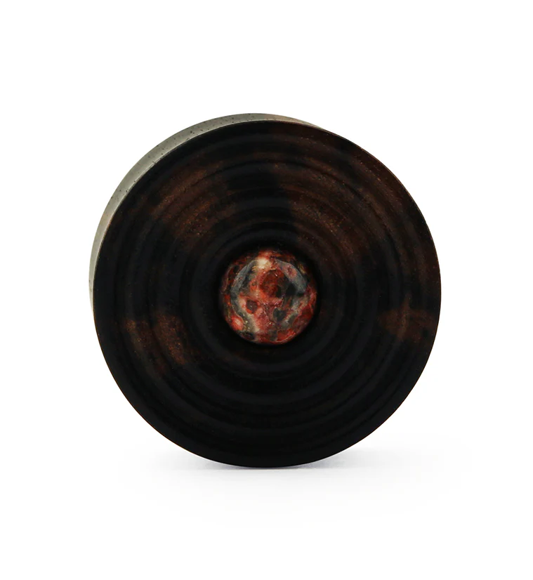 Ecliptic Areng Wood Plugs With Leopard Jasper Stone Inlay - Image 4