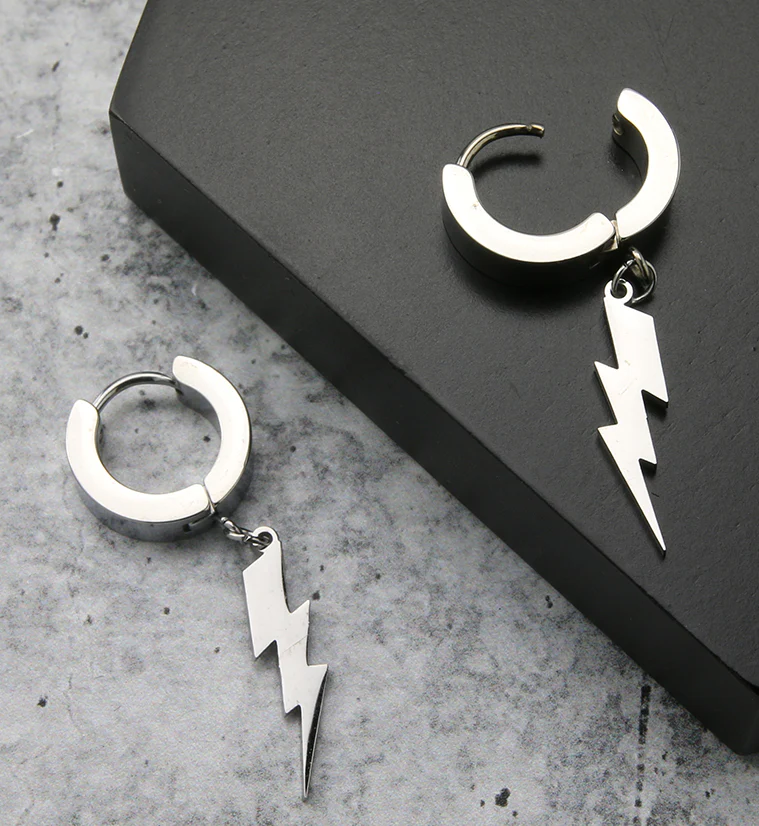 Electric Stainless Steel Huggie Earrings - Image 2