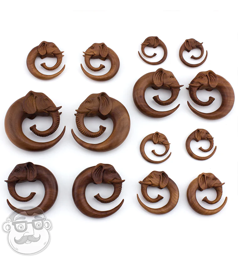 Elephant Saba Wooden Spiral Hangers - Image 3