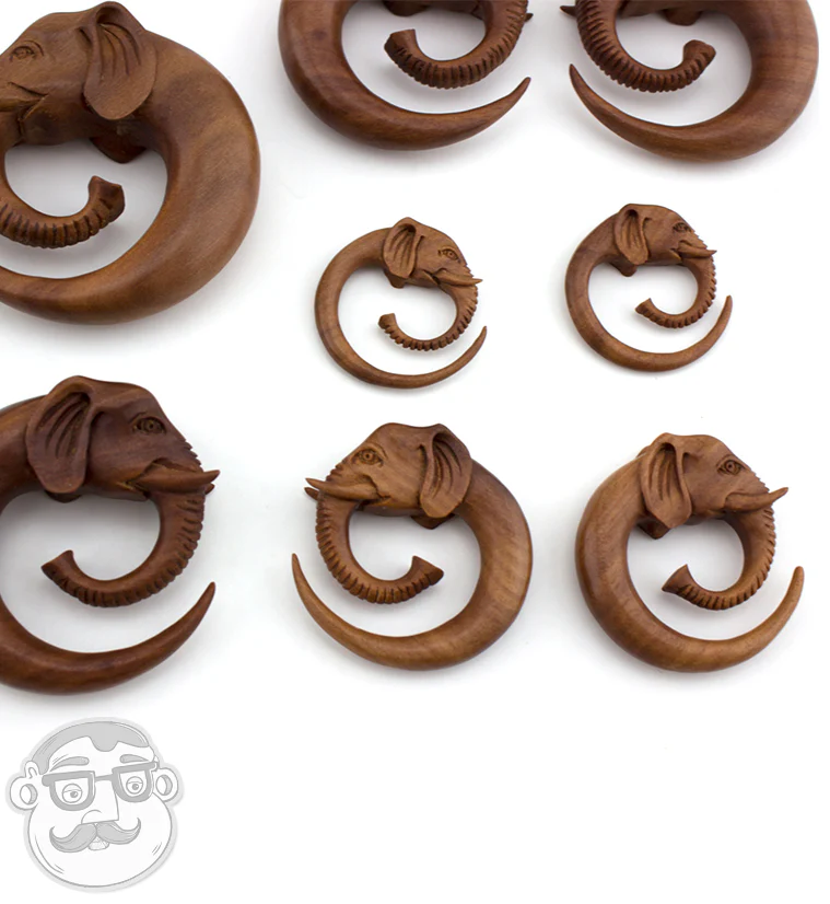 Elephant Saba Wooden Spiral Hangers - Image 4