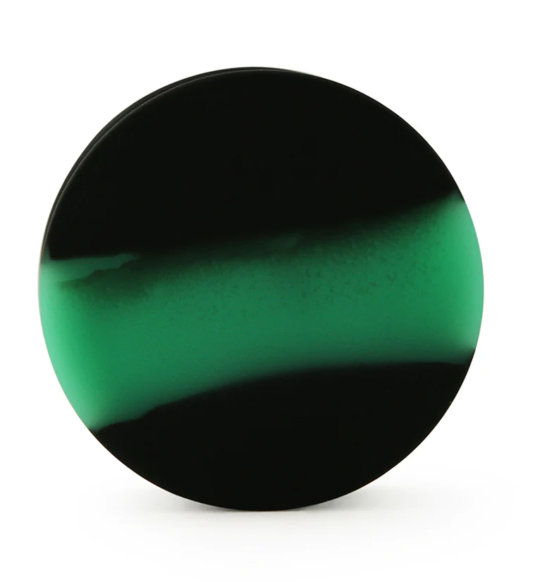 Emerald And Black Double Flare Silicone Plugs - Image 3