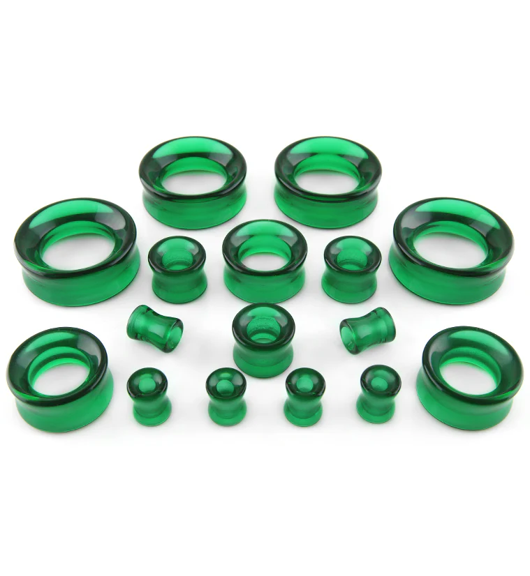 Emerald Green Glass Tunnel Plugs - Image 3