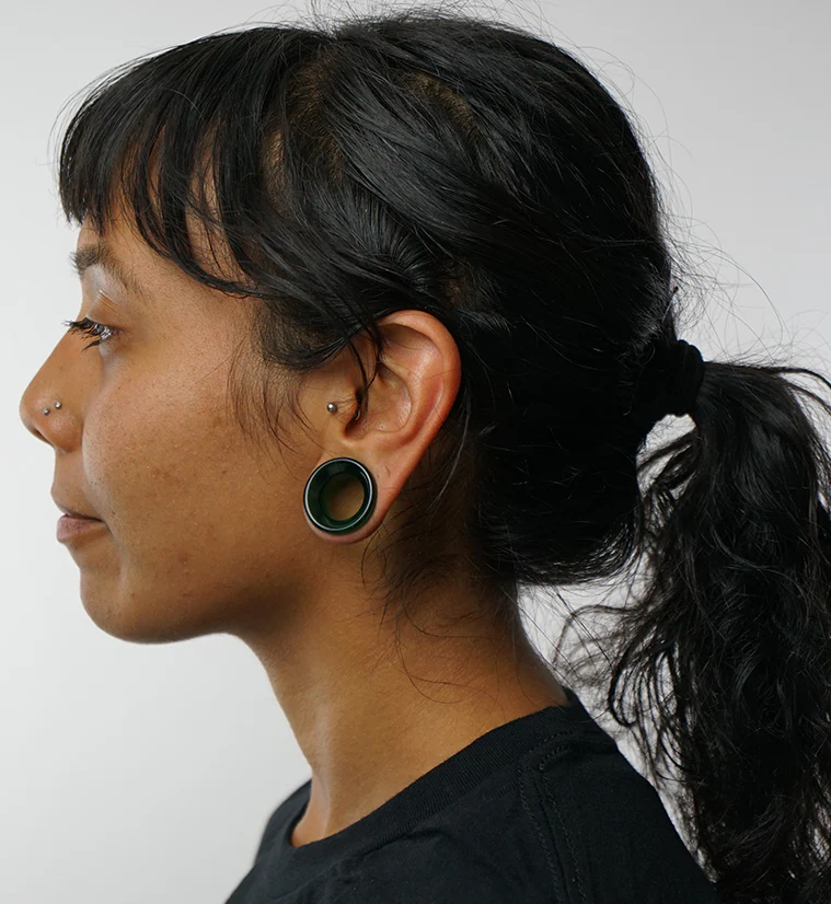 Emerald Green Glass Tunnel Plugs - Image 4