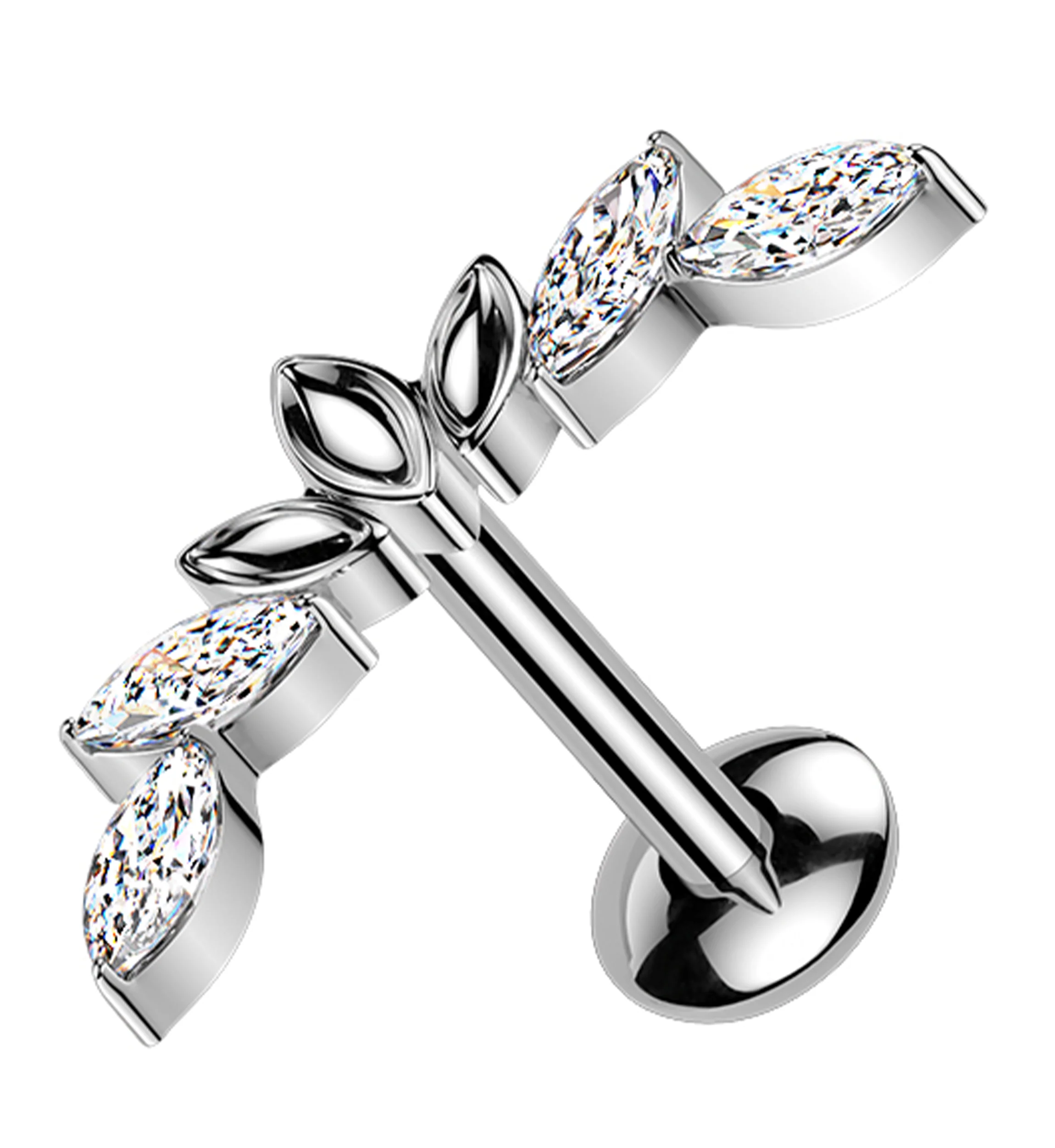 Empress Arch Clear CZ Internally Threaded Titanium Convex Disk Labret
