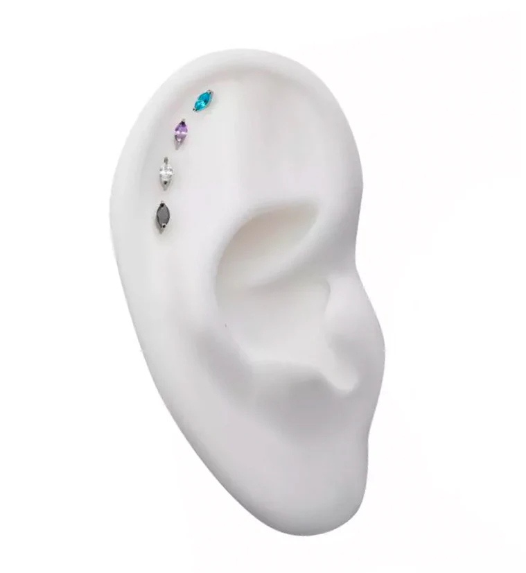 Empress Blue Topaz CZ Threadless Titanium Top - Image 3