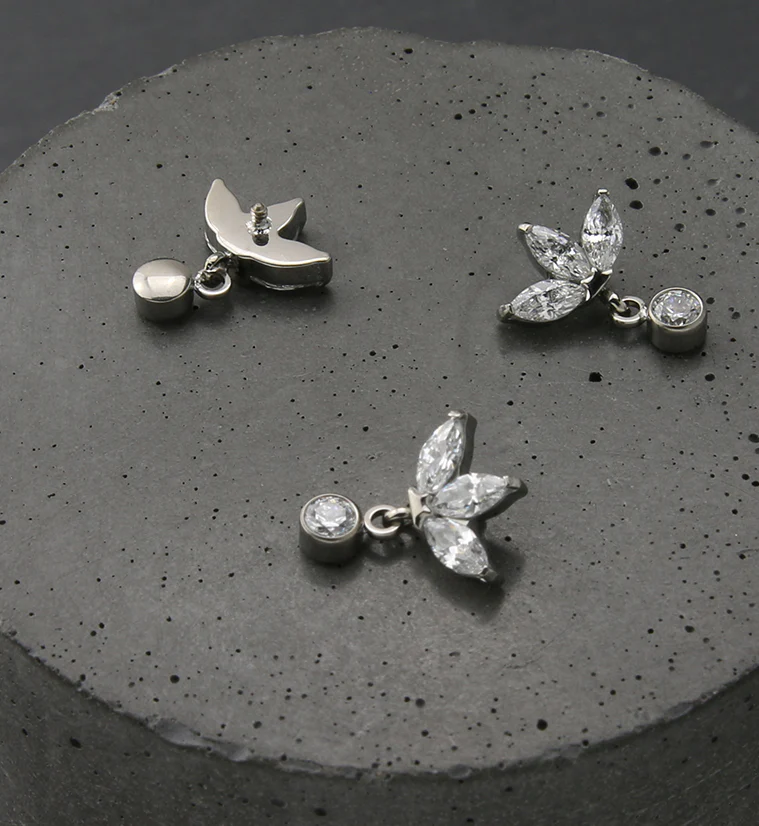 Empress Dangle CZ Internally Threaded Titanium Top - Image 2