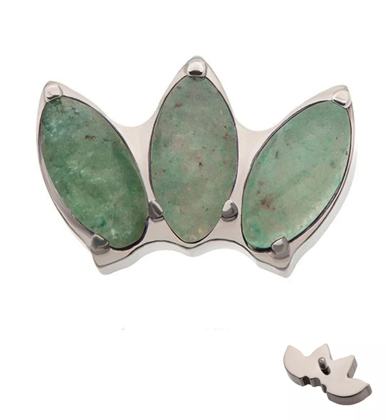 Empress Triple Aquamarine Stone Internally Threaded Titanium Top