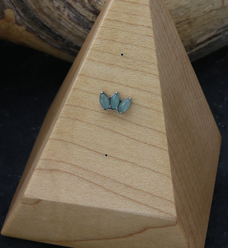 Empress Triple Aquamarine Stone Threadless Titanium Top - Image 2
