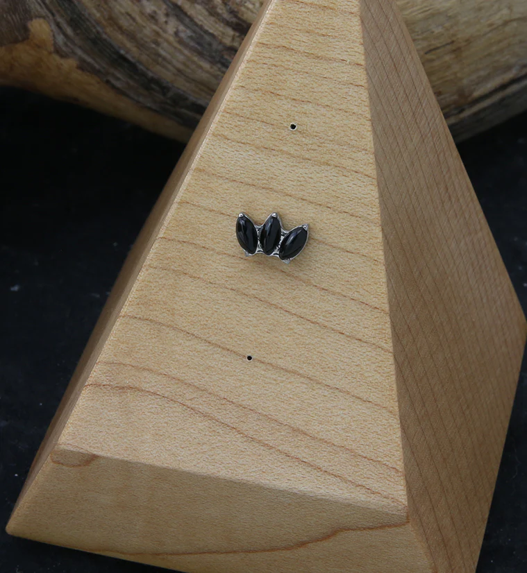 Empress Triple Black Onyx Stone Threadless Titanium Top - Image 2
